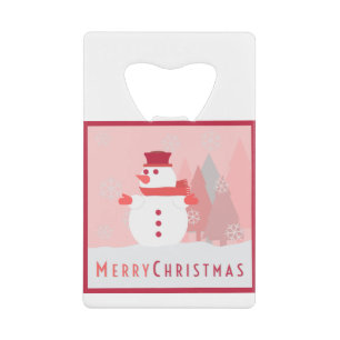 Abrebotellas De Tarjeta De Crédito Snowman Merry Christmas Card