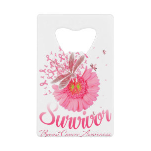 Abrebotellas De Tarjeta De Crédito Sobreviviente Dragonfly Cáncer De Mama De Girasol 