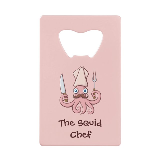 Abrebotellas De Tarjeta De Crédito Squid Chef Personalizado (Anverso)