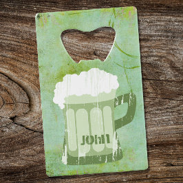 Abrebotellas De Tarjeta De Crédito St Patrics Day Green Beer Grunge・Personalizado