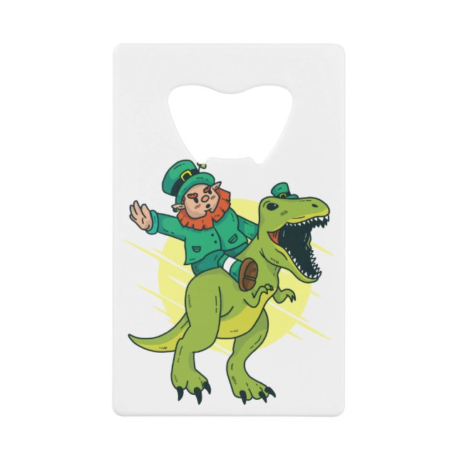 Abrebotellas De Tarjeta De Crédito st patrics leprechaun dinosaur (Anverso)