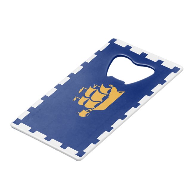 Abrebotellas De Tarjeta De Crédito Stainless Steel Bottle Opener flag of Quebec City (Ángulo trasero)