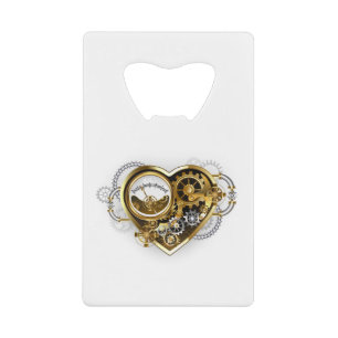 Abrebotellas De Tarjeta De Crédito Steampunk Heart with a Manometer
