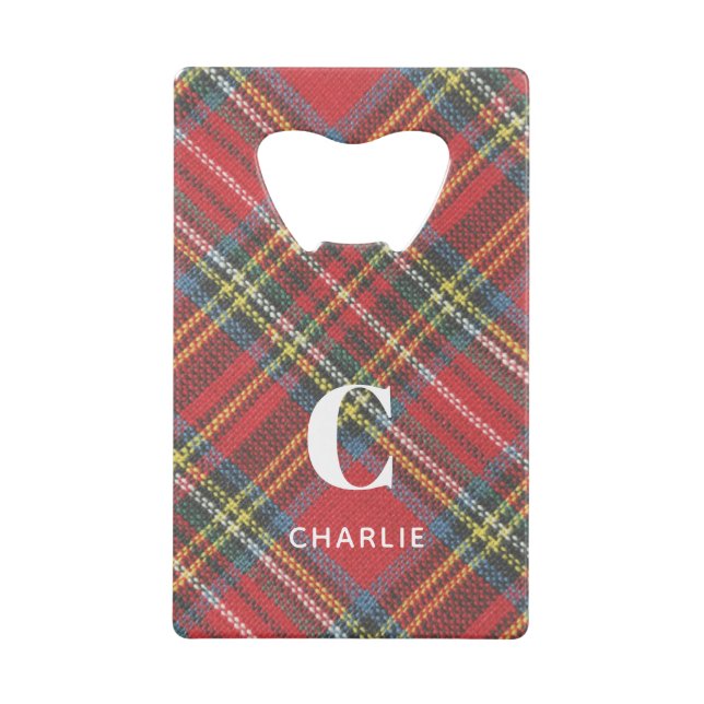 Abrebotellas De Tarjeta De Crédito Stewart Tartan Plaid Print (Reverso)
