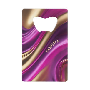 Abrebotellas De Tarjeta De Crédito Suministros de Fiesta modernos- rosa morado y oro-