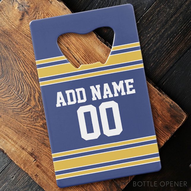 Abrebotellas De Tarjeta De Crédito Team Jersey con nombre y número personalizados (Custom Bottle Opener - Card Style)