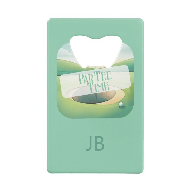 Abrebotellas De Tarjeta De Crédito Tema del golf Monograma Frasco de Acero Inoxidable (Anverso)