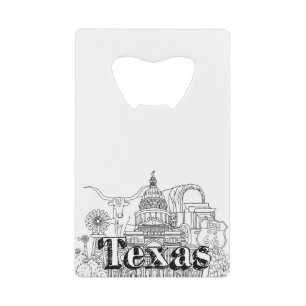 Abrebotellas De Tarjeta De Crédito Texas Vacation Art Drawing Art Viajando