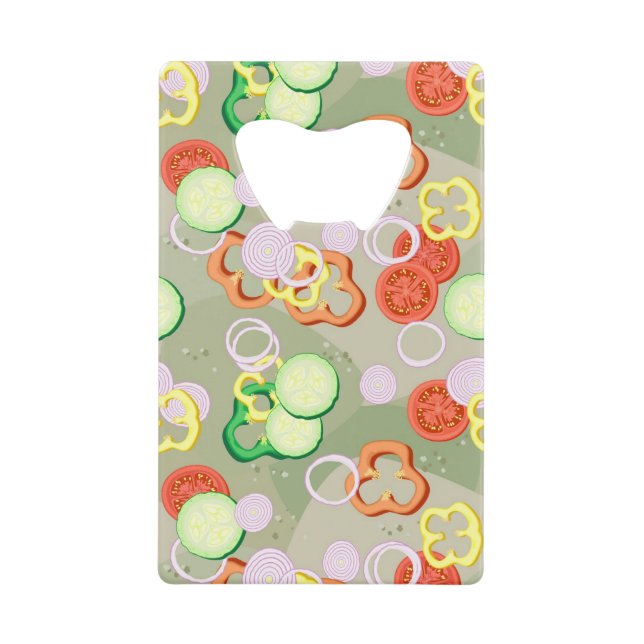 Abrebotellas De Tarjeta De Crédito Textura con las rebanadas de verduras (Anverso)