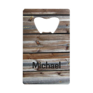 Abrebotellas De Tarjeta De Crédito Textura de madera personalizable