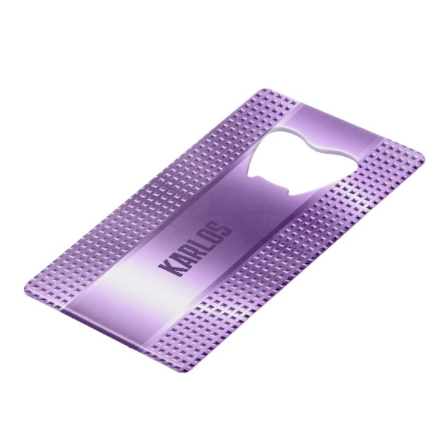Abrebotellas De Tarjeta De Crédito Textura metálica lipúrpura (Ángulo trasero)