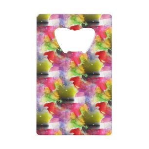 Abrebotellas De Tarjeta De Crédito Textura roja, acuarela amarilla del diseño