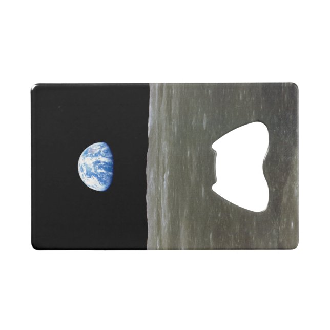 Abrebotellas De Tarjeta De Crédito Tierra desde la luna en el espacio negro: Surco (Anverso (Horizontal))