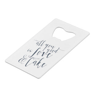 Abrebotellas De Tarjeta De Crédito Tipografía de amor y torta