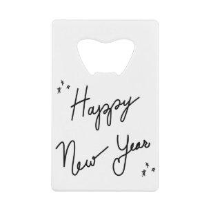Abrebotellas De Tarjeta De Crédito Tipografía de feliz año nuevo, tinta mínima