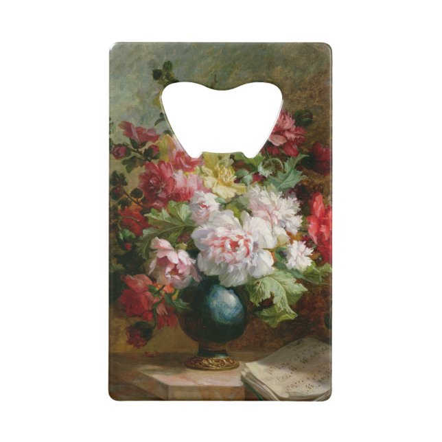 Abrebotellas De Tarjeta De Crédito Todavía vida con las flores y la partitura (Anverso)
