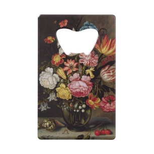 Abrebotellas De Tarjeta De Crédito Todavía vida de flores en un florero ovoide