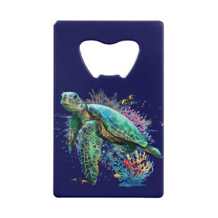 Abrebotellas De Tarjeta De Crédito Tortuga marina bajo el agua Estilo