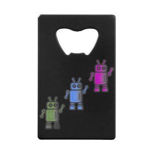 Abrebotellas De Tarjeta De Crédito Tres asombrosos robots retro