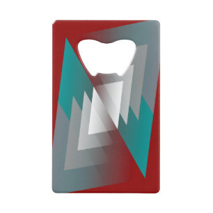 Abrebotellas De Tarjeta De Crédito Triángulos grises verde azulados en burdeos