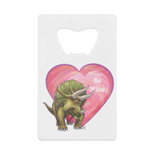 Abrebotellas De Tarjeta De Crédito Triceratops Red Rose Heart