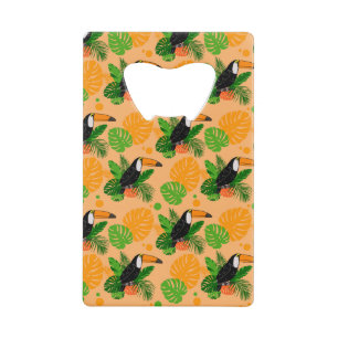 Abrebotellas De Tarjeta De Crédito Trópico Toucan Bird Seamless Pattern