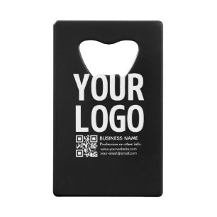Abrebotellas De Tarjeta De Crédito Tu logotipo con código QR editable y texto 