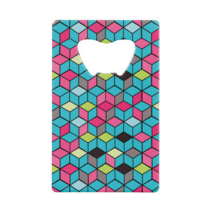 Abrebotellas De Tarjeta De Crédito Turquesa y modelo rosado del cubo