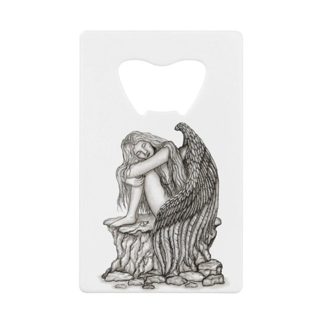 Abrebotellas De Tarjeta De Crédito Un ángel dormido en la piedra (Anverso)