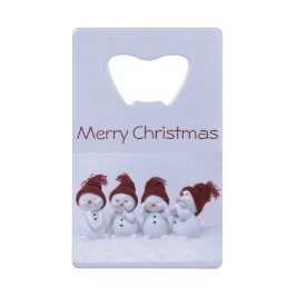 Abrebotellas De Tarjeta De Crédito Un cuarteto de muñecos de nieve