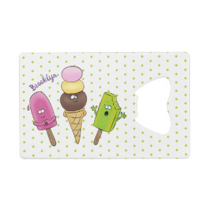 Abrebotellas De Tarjeta De Crédito Un trío de personalizado de helados de helado de s