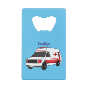 Abrebotellas De Tarjeta De Crédito Una ambulancia roja curada van personalizado
