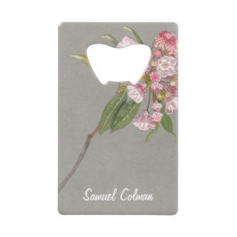 Abrebotellas De Tarjeta De Crédito Una masa de Laurel de montaña con hojas y flores