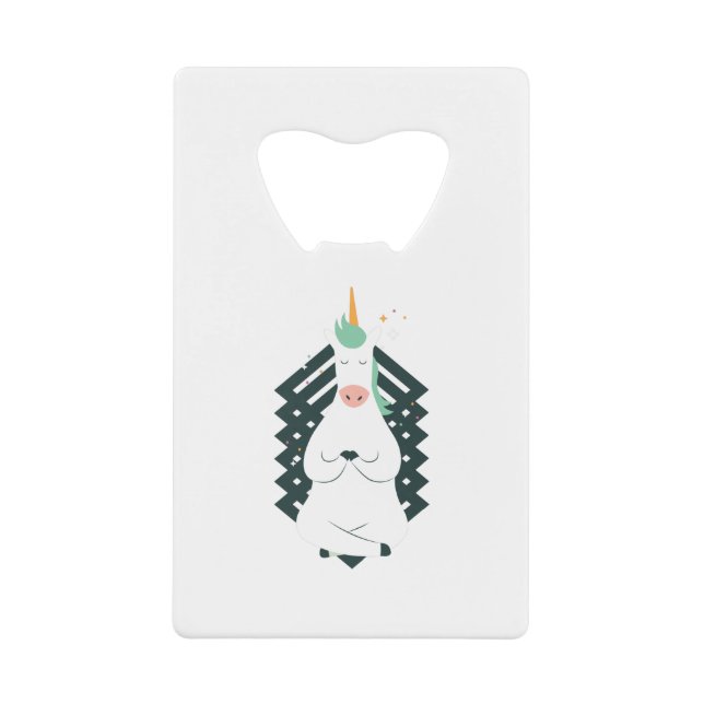 Abrebotellas De Tarjeta De Crédito Unicornio en la rosa del yoga (Anverso)