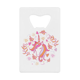 Abrebotellas De Tarjeta De Crédito Unicornio en rosa y Naranja