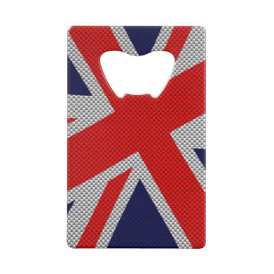 Abrebotellas De Tarjeta De Crédito Union Jack en colores del estilo de la fibra de