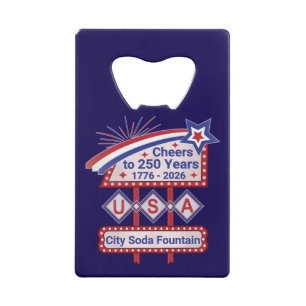 Abrebotellas De Tarjeta De Crédito USA 250 personalizado - Letrero retro patriótico