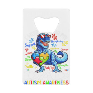 Abrebotellas De Tarjeta De Crédito Usé Azul Para Mi Padre Dinosaurio De Conciencia De