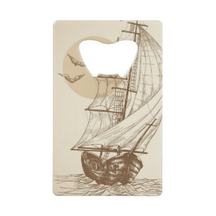 Abrebotellas De Tarjeta De Crédito Velero del vintage