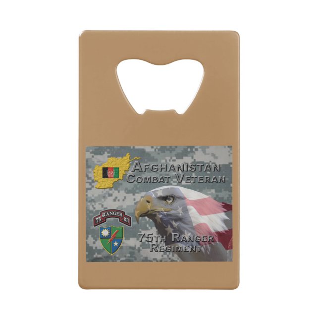 Abrebotellas De Tarjeta De Crédito Veterano de combate afgano 75º Regimiento de Guard (Anverso)