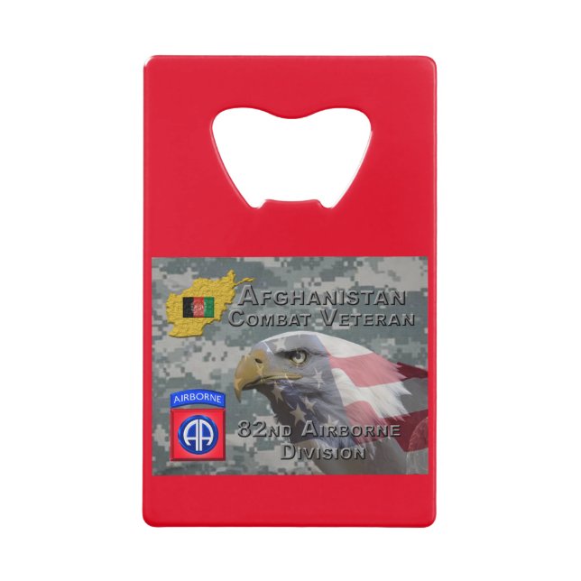Abrebotellas De Tarjeta De Crédito "Veterano de Combate de Afganistán" - 82.º Divis A (Anverso)