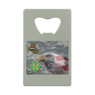 Abrebotellas De Tarjeta De Crédito Veterano de combate en Irak de la 4ª División de I