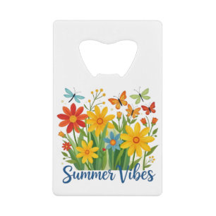 Abrebotellas De Tarjeta De Crédito Vibraciones de Verano Floral con Mariposas