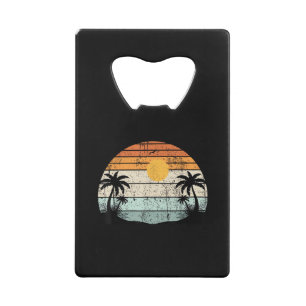 Abrebotellas De Tarjeta De Crédito Vibraciones Veraniegas de Sol Palmeras Playa Retro