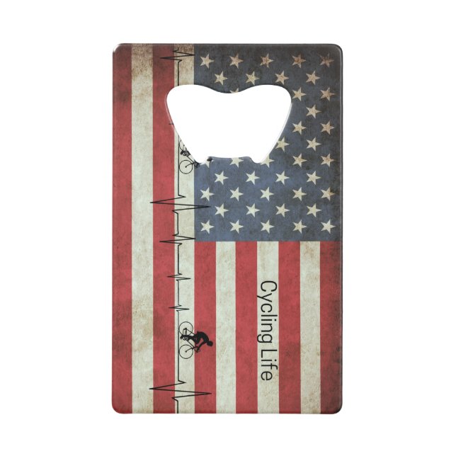 Abrebotellas De Tarjeta De Crédito Vida en bicicleta, estrellas y rayas (Anverso)