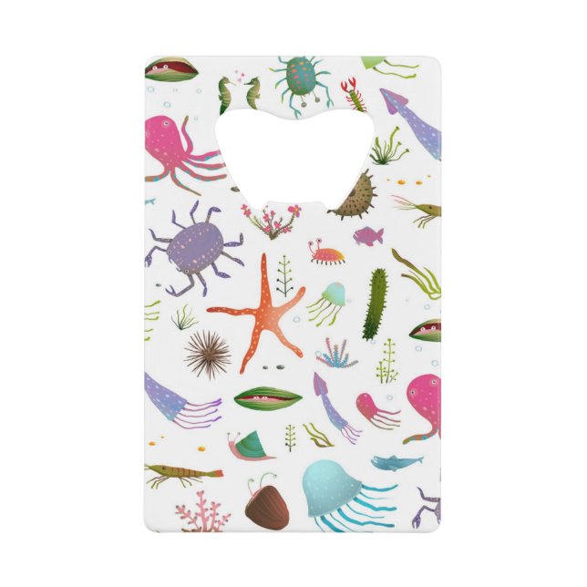 Abrebotellas De Tarjeta De Crédito Vida marina colorida (Anverso)