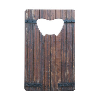 Abrebotellas De Tarjeta De Crédito Viejas Puertas De Madera Marrón Con Soporte De Hie