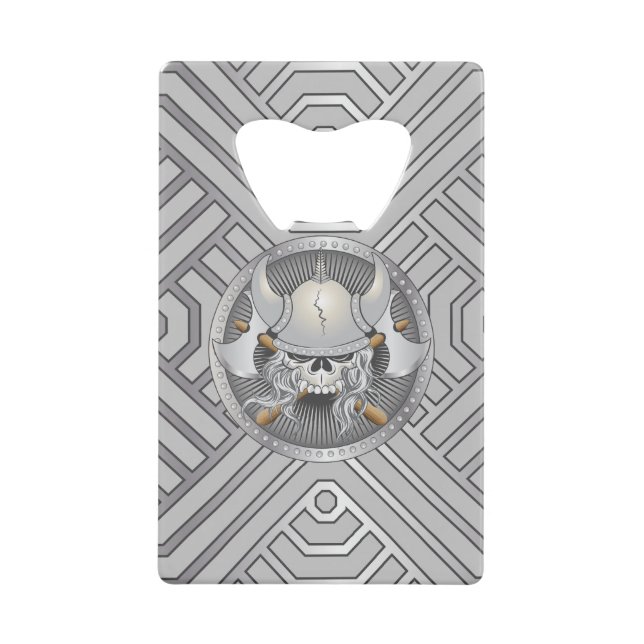 Abrebotellas De Tarjeta De Crédito Viking Warrior Skull (Anverso)