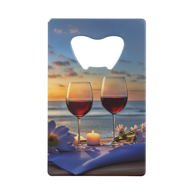 Abrebotellas De Tarjeta De Crédito Vino en la playa (Anverso)