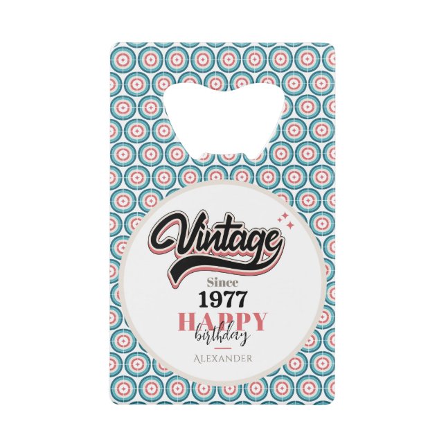 Abrebotellas De Tarjeta De Crédito Vintage desde 1977 (Anverso)